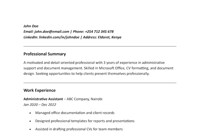 professionally format and redesign your CV or resume